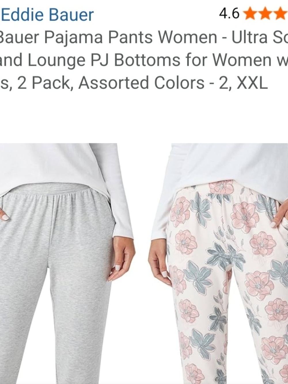 Eddie Bauer Women’s Lounge Pajama Pants - Gray & Cream Floral